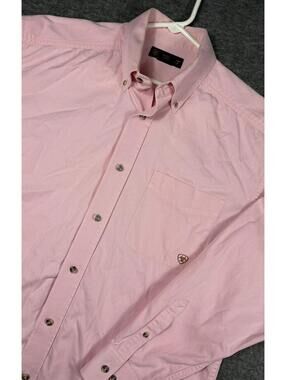 Ariat Geometric Button Down Shirt Mens Large Pink Western Cowboy Rodeo